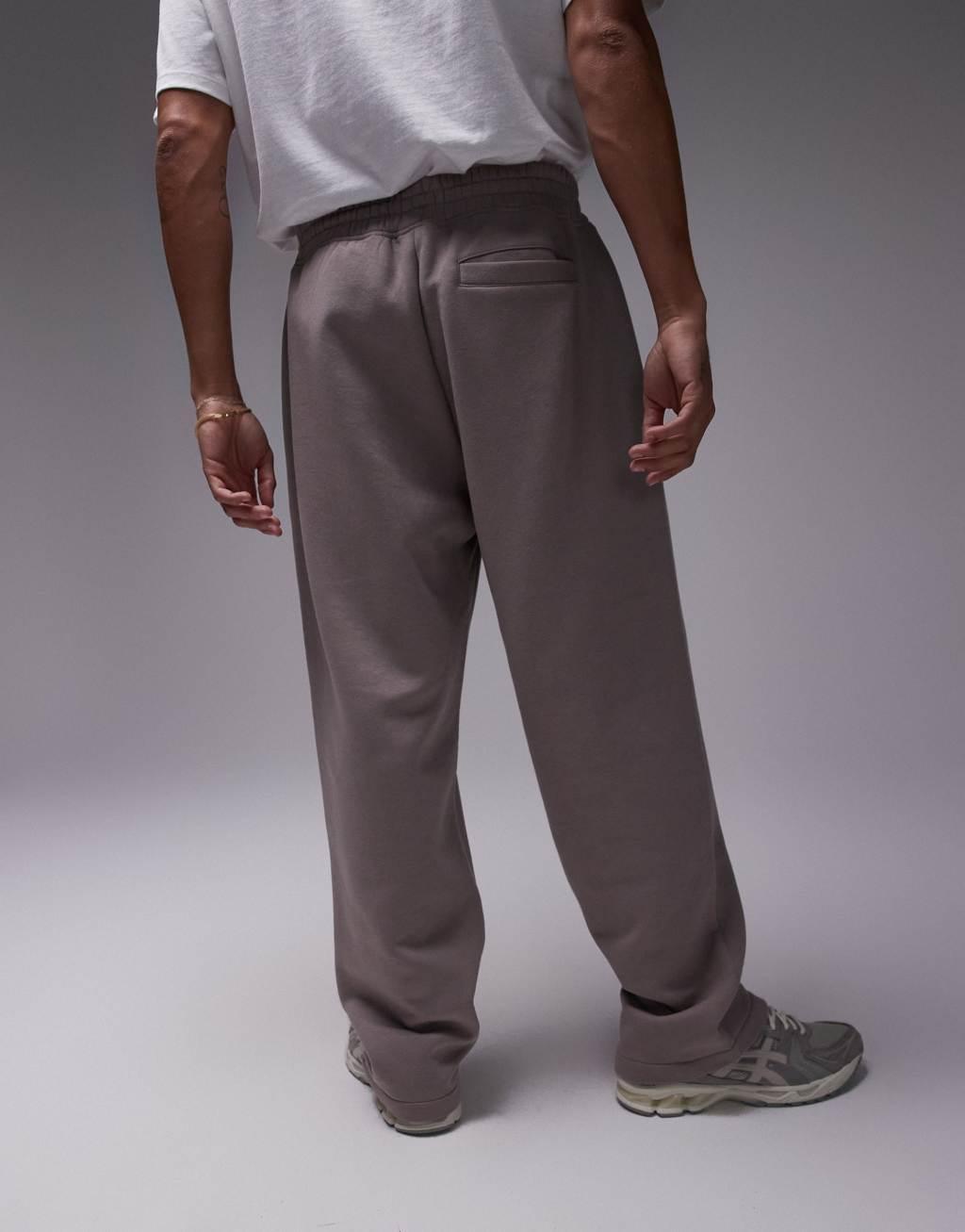 Topman straight leg sweatpants in stone Product Image