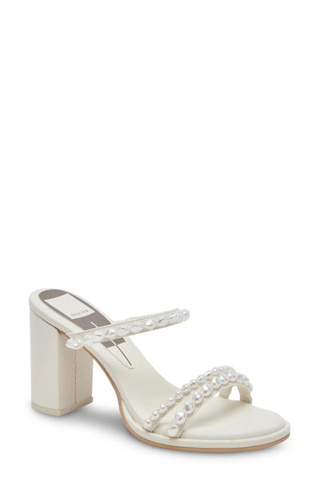 Barrit Pearl Vanilla Embellished Strappy High Heel Sandals In White product image