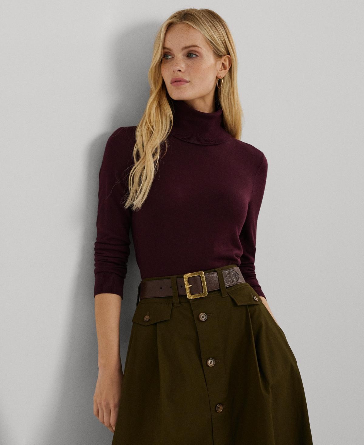 Lauren Ralph Lauren Womens Silk-Blend Turtleneck Sweater Product Image