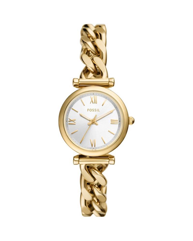 Fossil Womens Carlie Three-Hand Gold-Tone Stainless Steel Watch 28mm Product Image