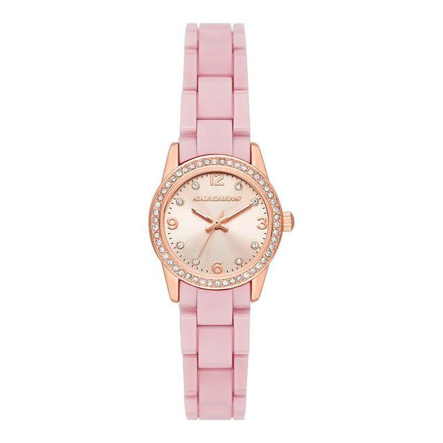 Skechers Womens Palisades Simulated Crystal Accent Watch Pink Product Image