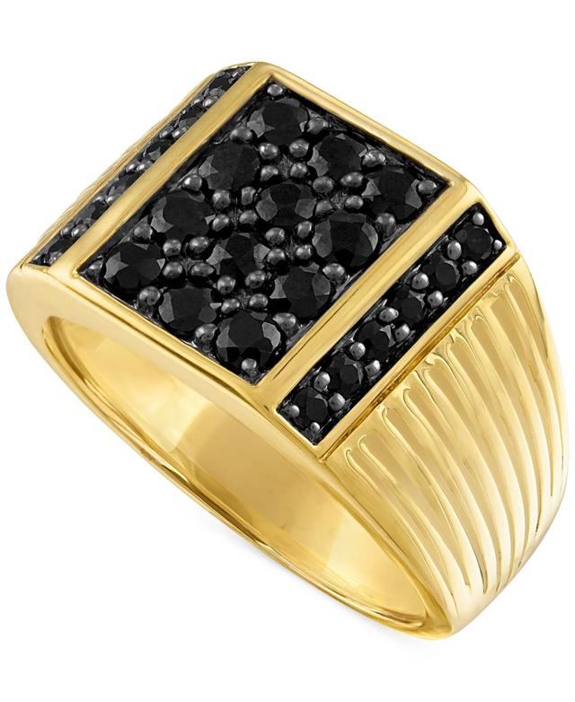 Esquire Mens Jewelry Black Sapphire Ring (1-3/5 ct. t.w.) in 14k Gold-Plated Sterling Silver, Created for Macys Product Image