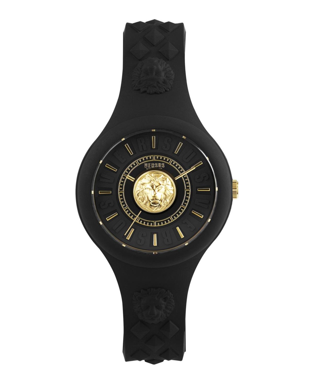 Versus Versace Womens 3 Hand Quartz Fire Island Black Silicone Watch, 39mm Product Image