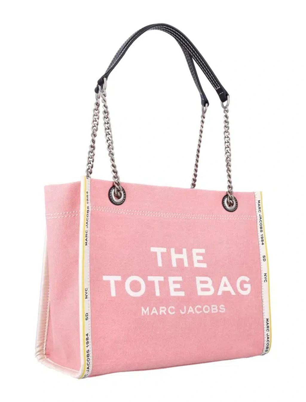 MARC JACOBS Denim Crossbody Tote Bag With Chain Handles In Ribbon Rose Product Image