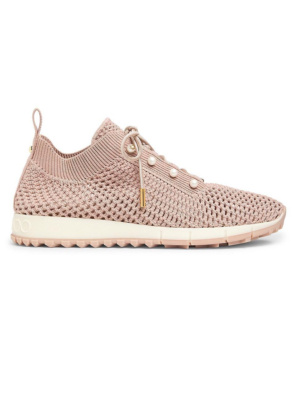 Womens Veles Faux Pearl-Embellished Crocheted Sneakers Product Image