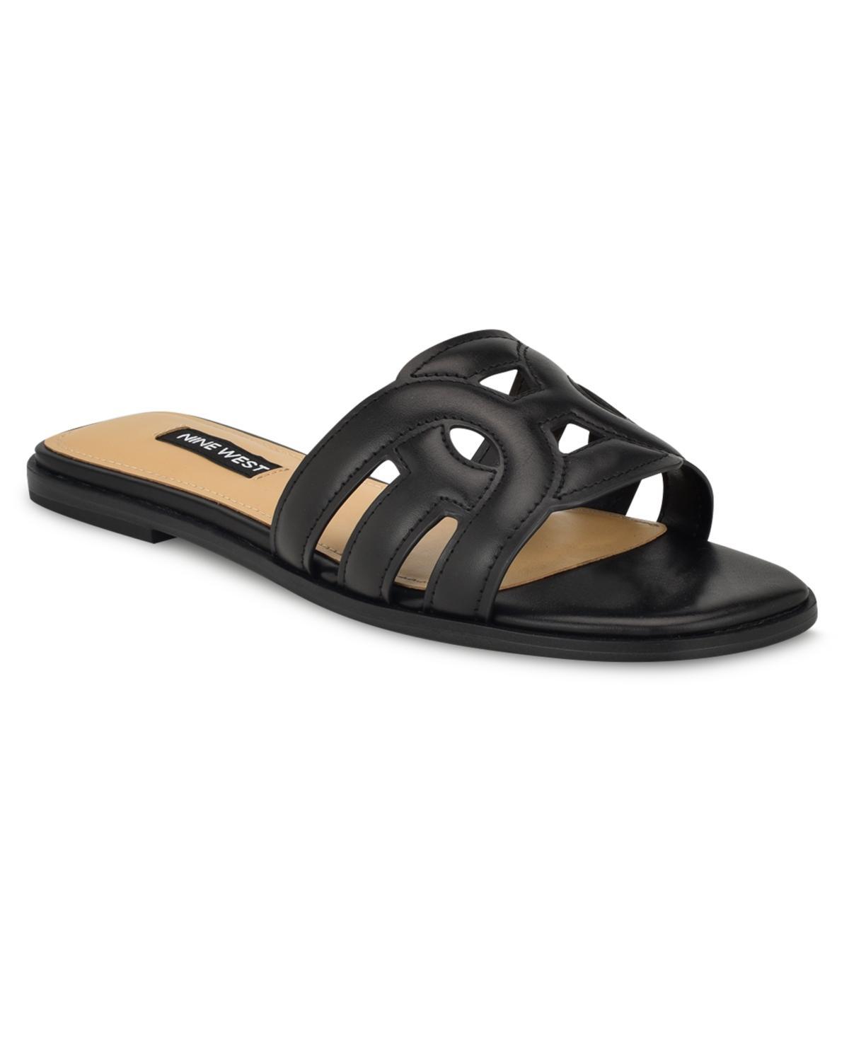 Nine West Womens Geena Round Toe Flat Slip-On Sandals Product Image