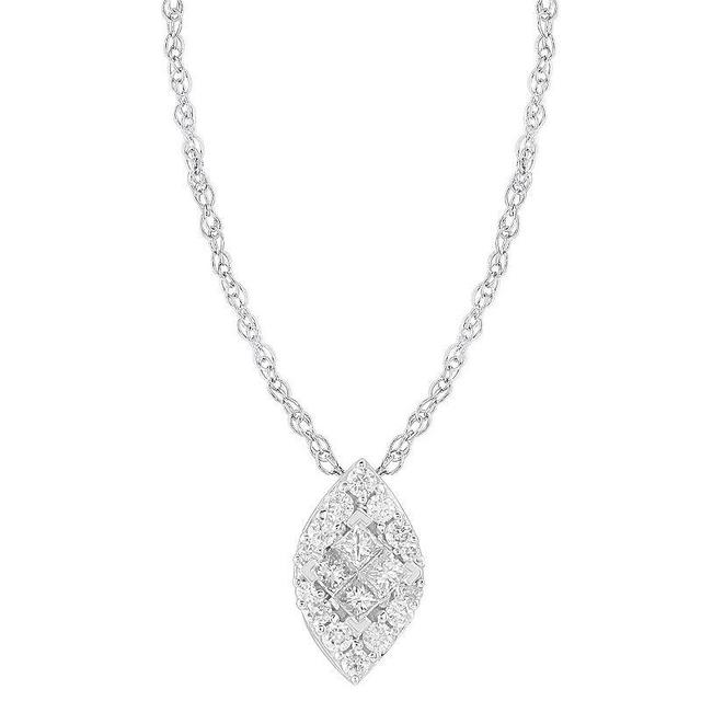 10k White Gold 1/4 Carat T.W. Diamond Marquise Pendant Necklace, Womens Product Image