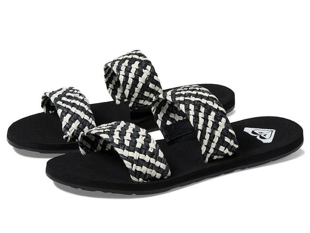 Roxy Porto Slide Sandals (Black/White) Women's Shoes Product Image