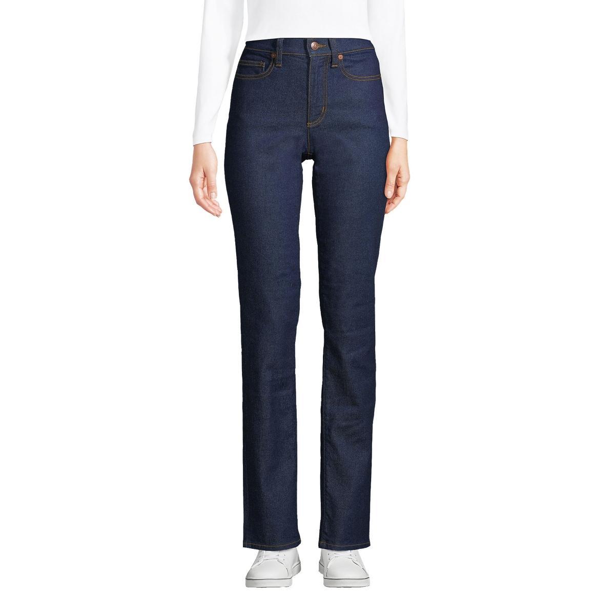 Womens Tall Lands End Recover High-Rise Straight-Leg Jeans Blue Product Image