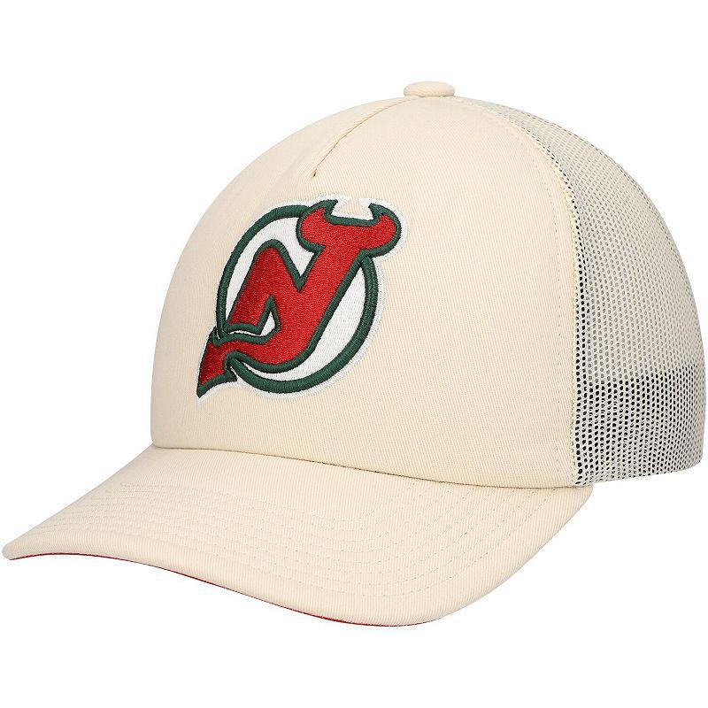 Mens Mitchell & Ness Cream New Jersey Devils Foam Front Trucker Adjustable Hat Product Image