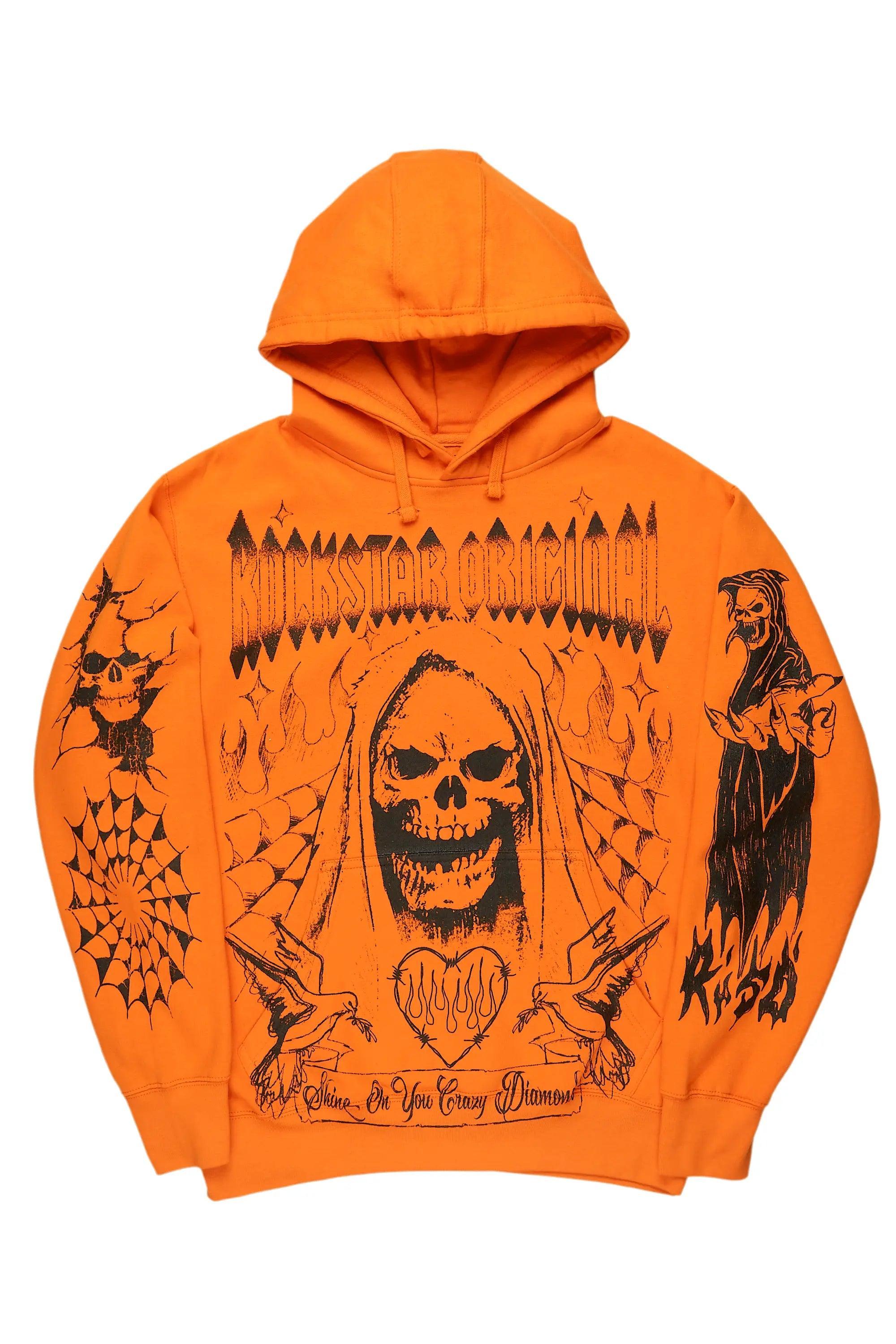 Pogboom Orange Graphic Hoodie Male Product Image