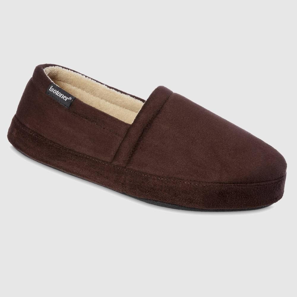 Isotoner Mens Microsuede Round Essentials Closed Back Slippers - Dark Brown XXL Product Image