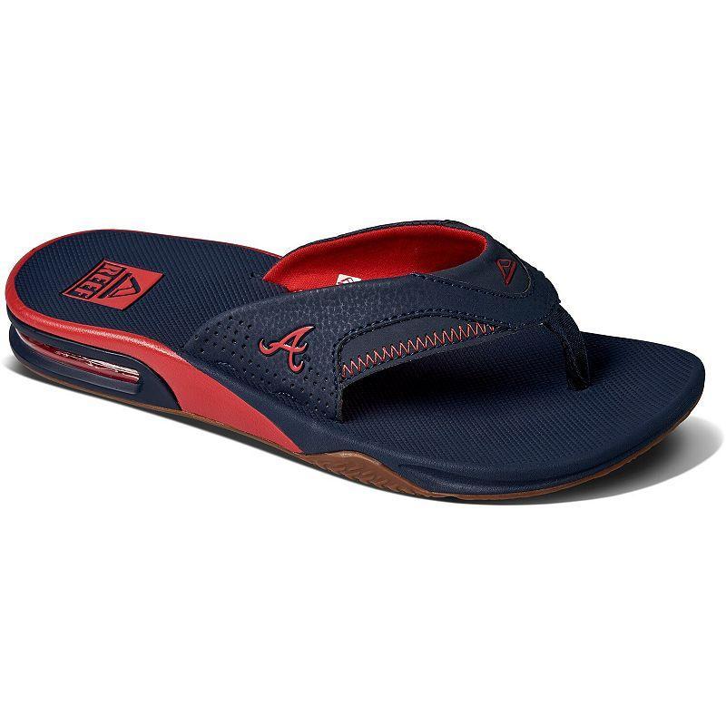 Mens REEF Atlanta Braves Fanning Bottle Opener Sandals Blue Product Image