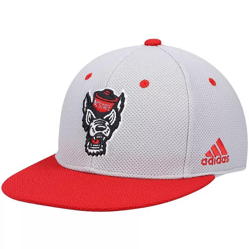 Mens adidas Gray/Red NC State Wolfpack On-Field Baseball Fitted Hat Product Image