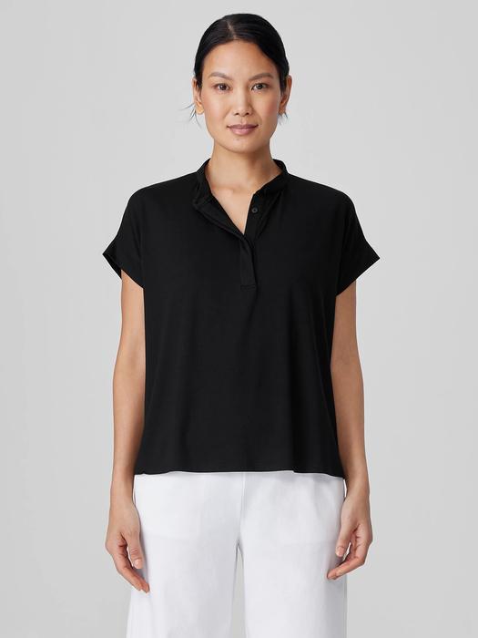 EILEEN FISHER Fine Jersey Band Collar Topfemale Product Image