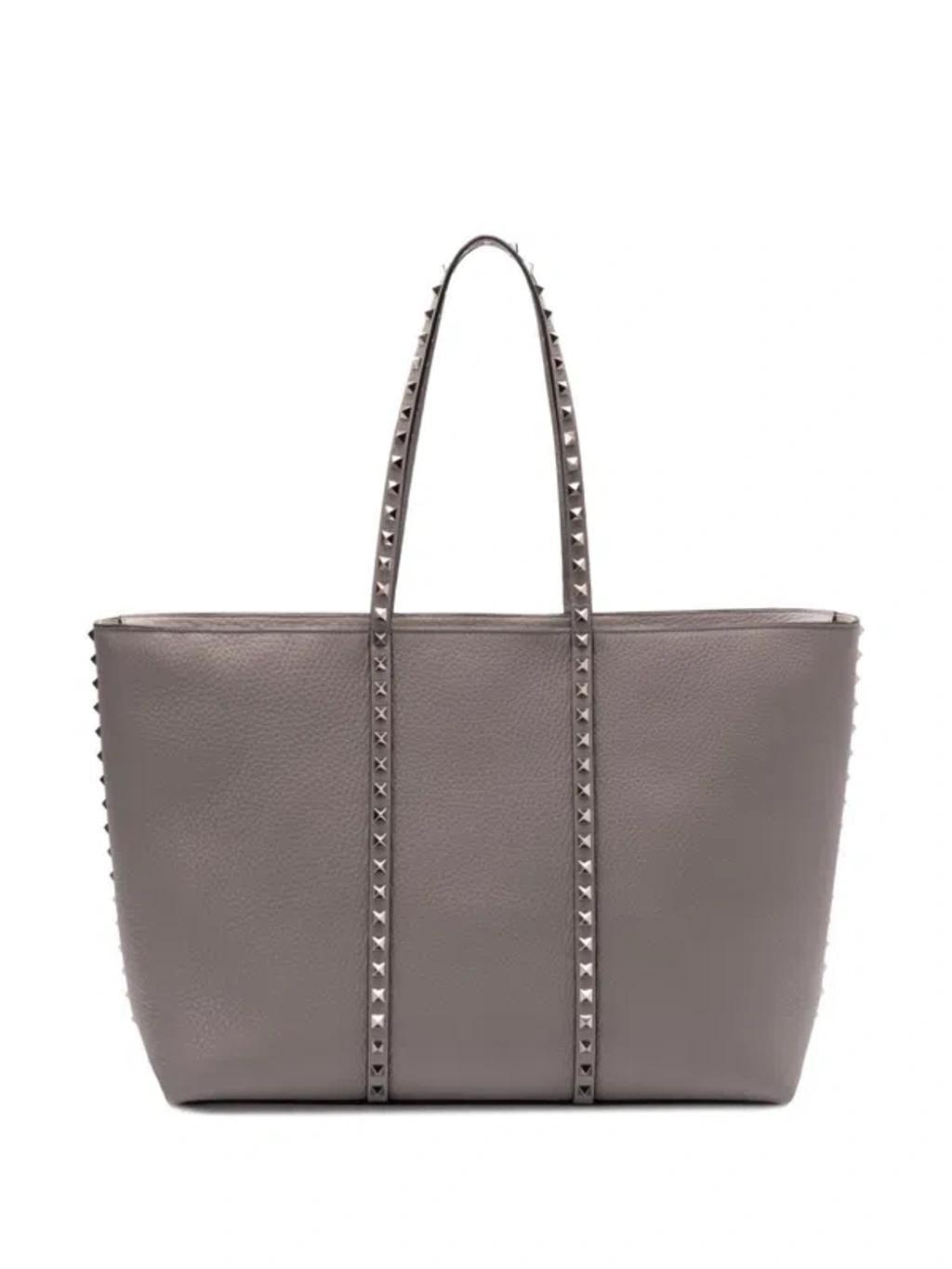 VALENTINO GARAVANI Rockstud Mini Tote Handbag In Gray Product Image