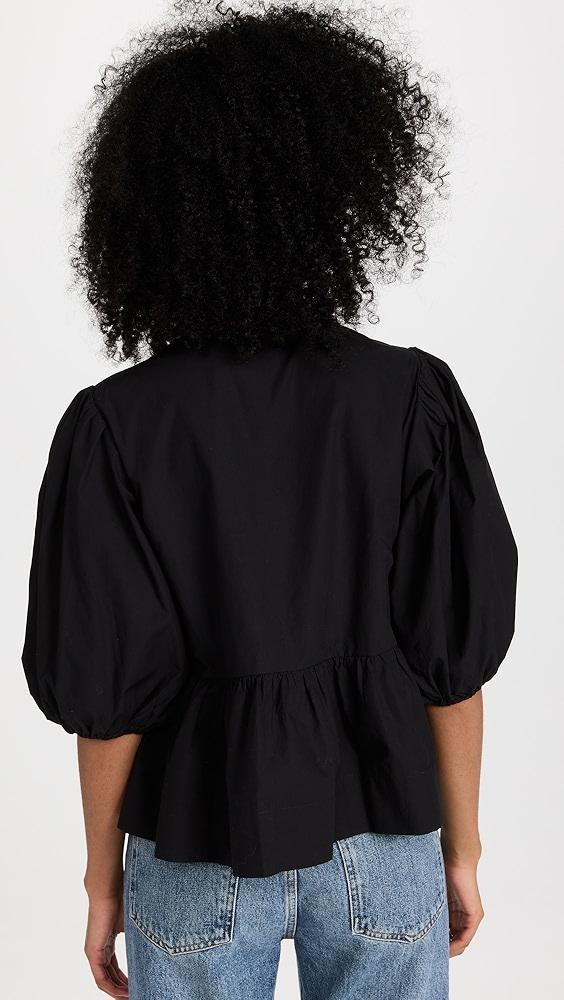 GANNI Cotton Poplin Peplum Blouse | Shopbop Product Image