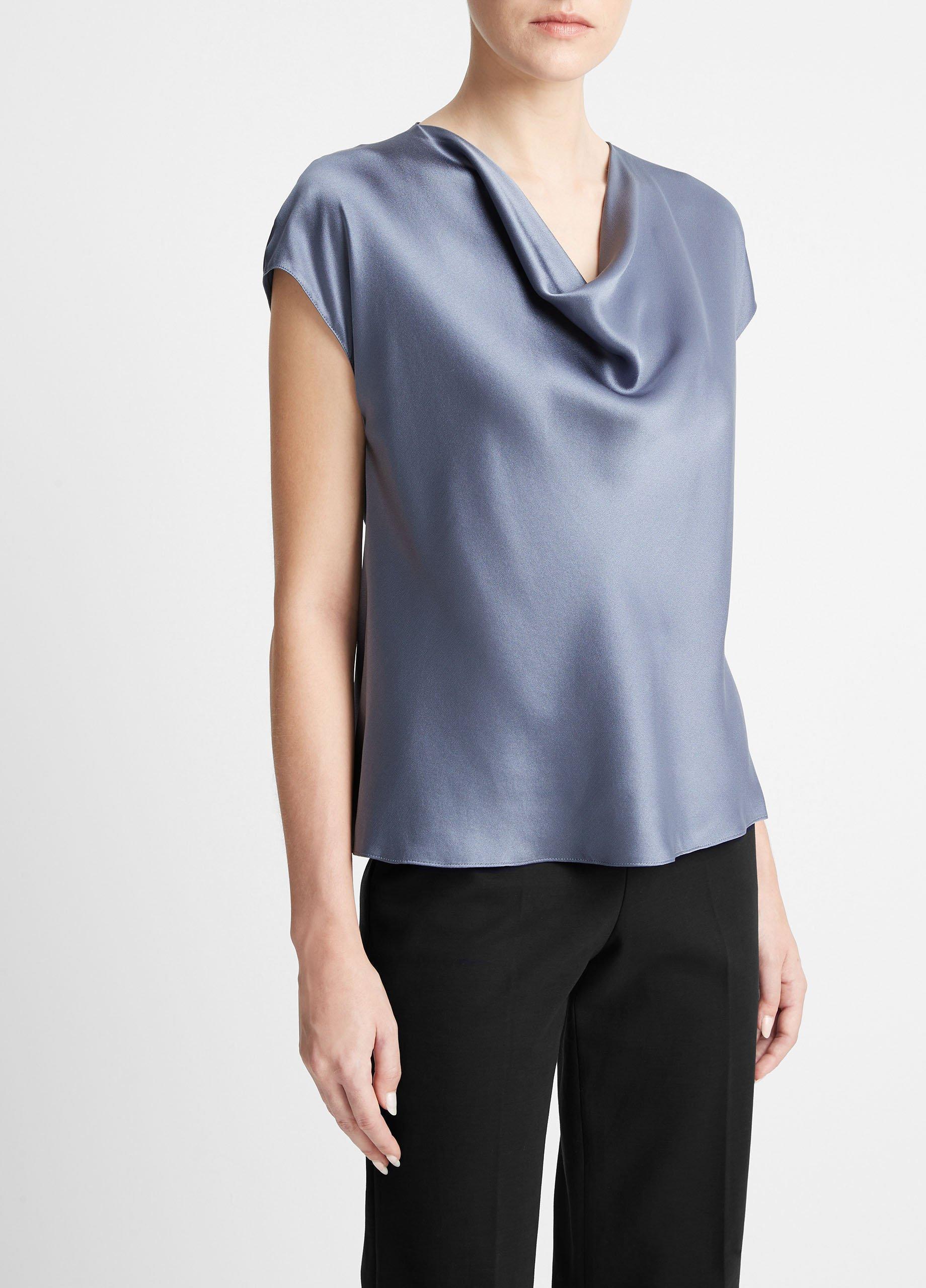 Silk Cowl-Neck Blouse Product Image