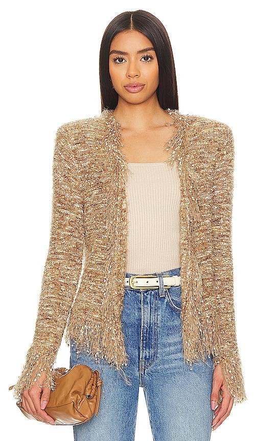 Womens Knit Fringe-Trim Cardigan Product Image