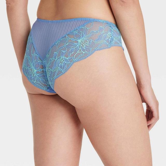 Womens Mesh-Lace Cheeky Lingerie Underwear - Auden Blue Twilight/Extra Lime XS Product Image