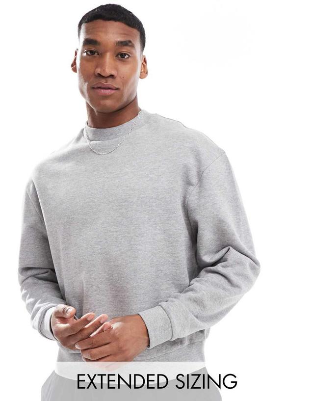 ASOS DESIGN essential boxy oversized sweatshirt in heather gray Product Image