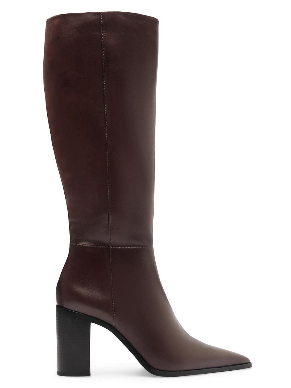 Womens Mikki 85MM Block-Heel Leather Boots Product Image