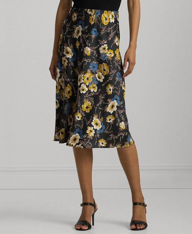 Women's Floral Charmeuse Midi Skirt Product Image