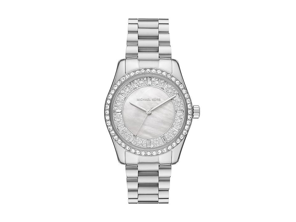 Michael Kors Womens Lexington Three-Hand Crystal Stainless Steel Bracelet Watch Product Image