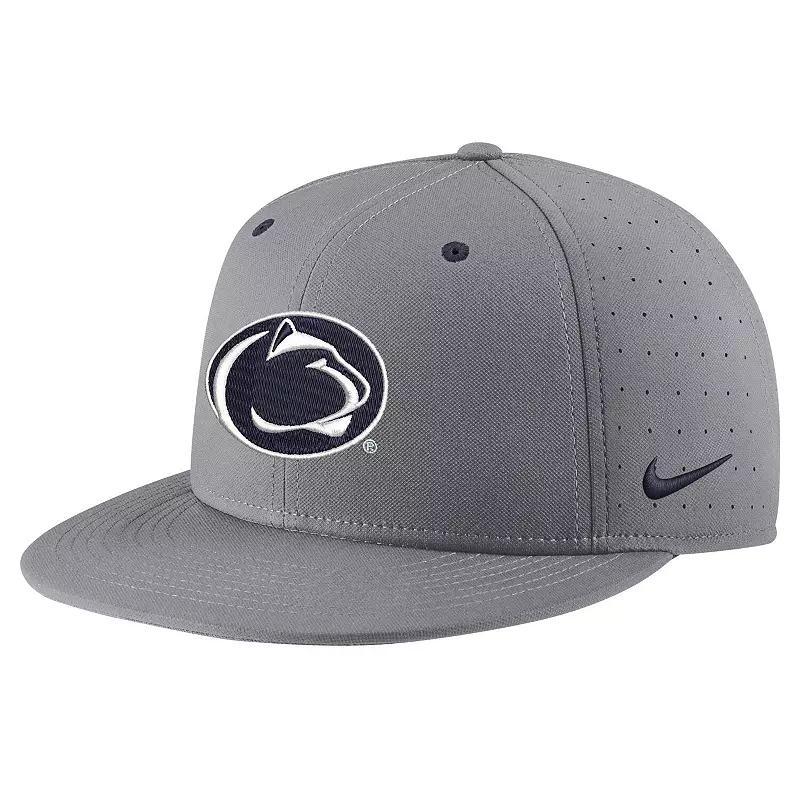 Mens Nike Gray Penn State Nittany Lions USA Side Patch True AeroBill Performance Fitted Hat Product Image