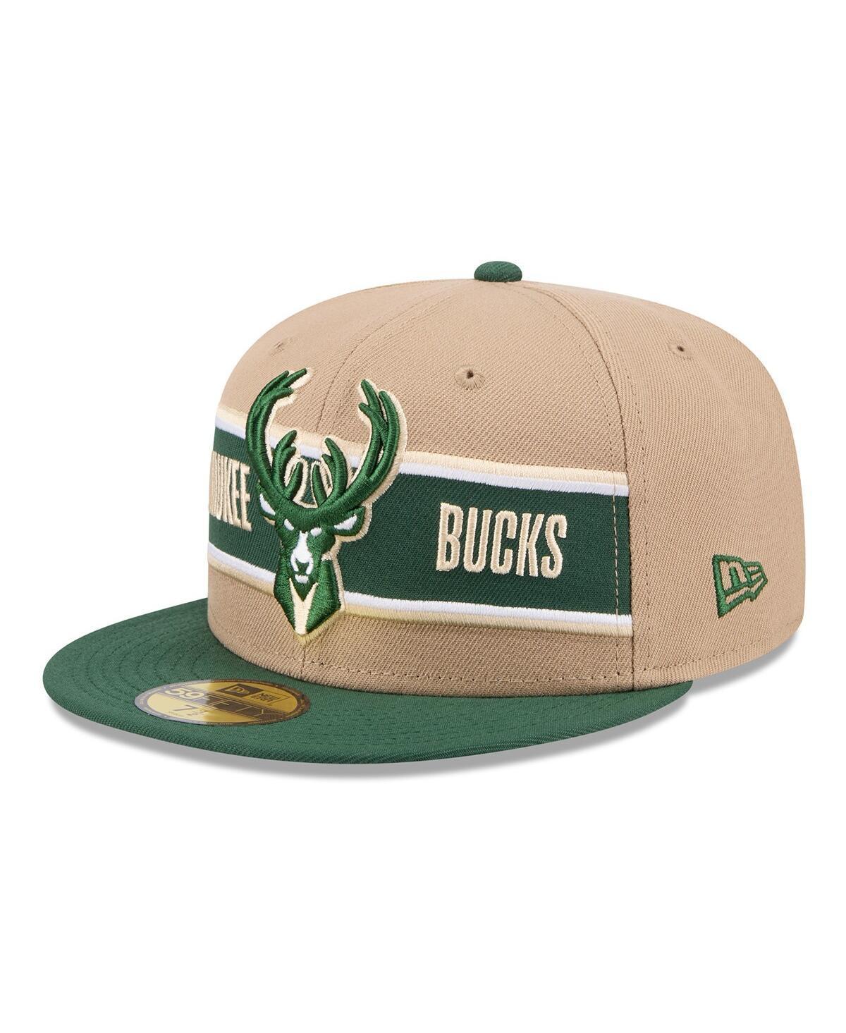 New Era Mens Tan/Hunter Green Milwaukee Bucks 2024 Nba Draft 59FIFTY Hat Product Image