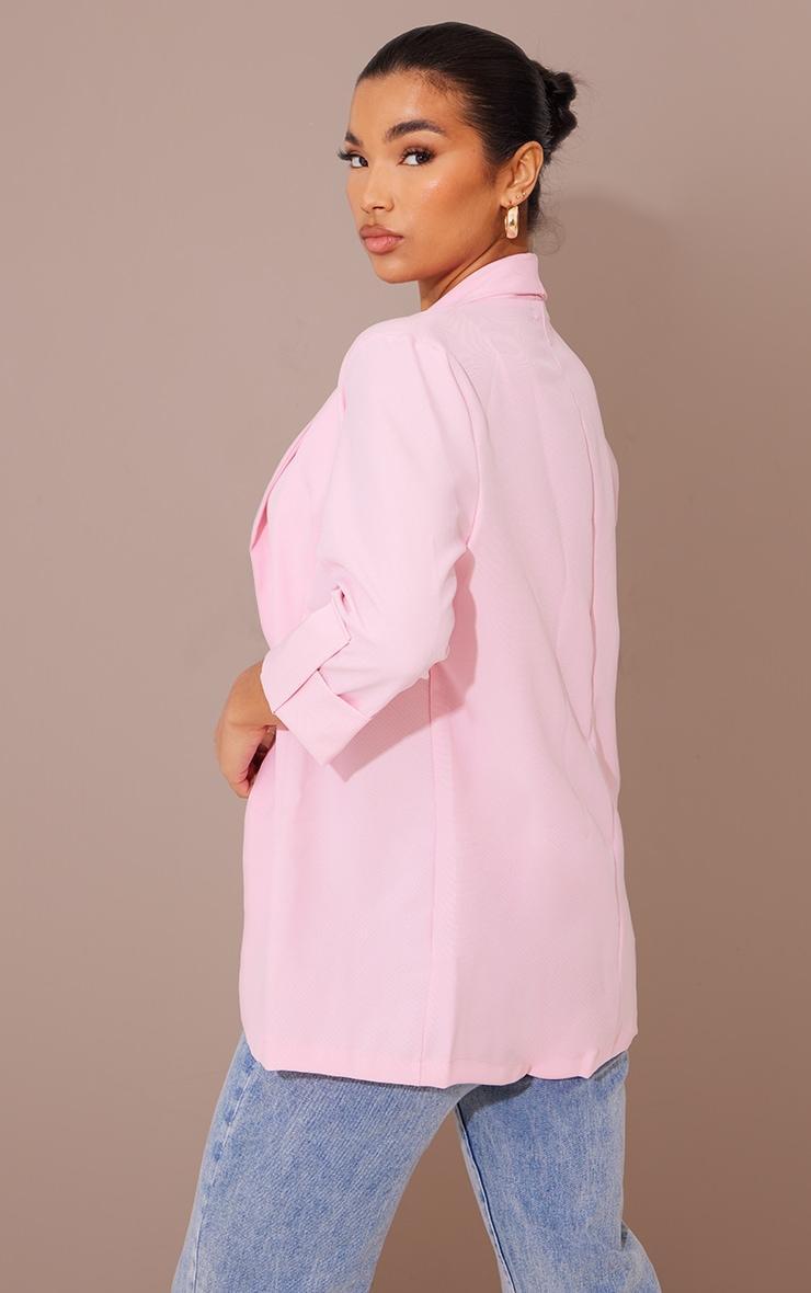 Pink Basic Turn Up Sleeve Blazer Product Image