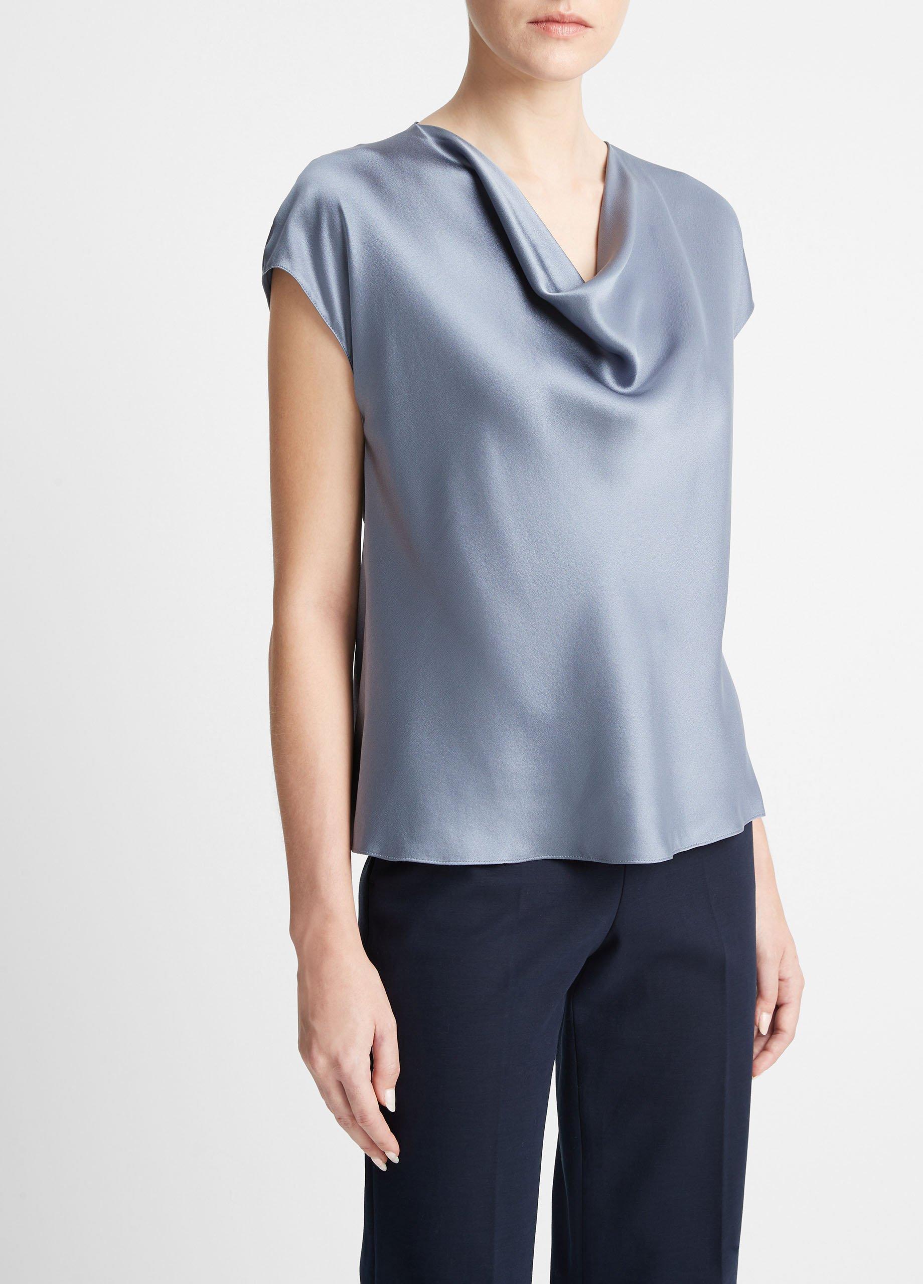 Silk Cowl-Neck Blouse Product Image