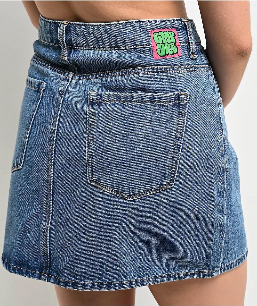 Empyre Leah Billie Wash Blue Denim Skirt Product Image