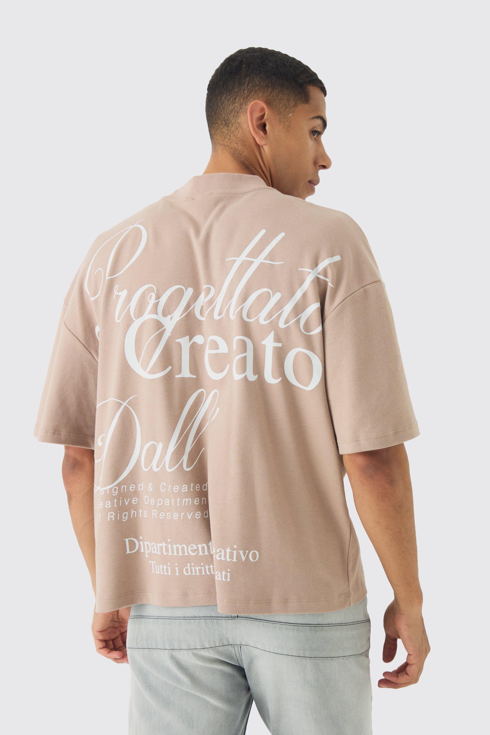 Oversized Extended Neck Embroidered Heavy Interlock T-shirt | boohooMAN USA Product Image