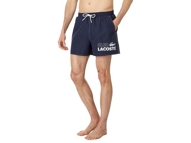 Lacoste Logo Print Cotton Swim Trunks Product Image