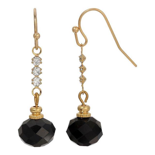 1928 Gold Tone Crystal Linear Drop Earrings, Womens, Black Product Image