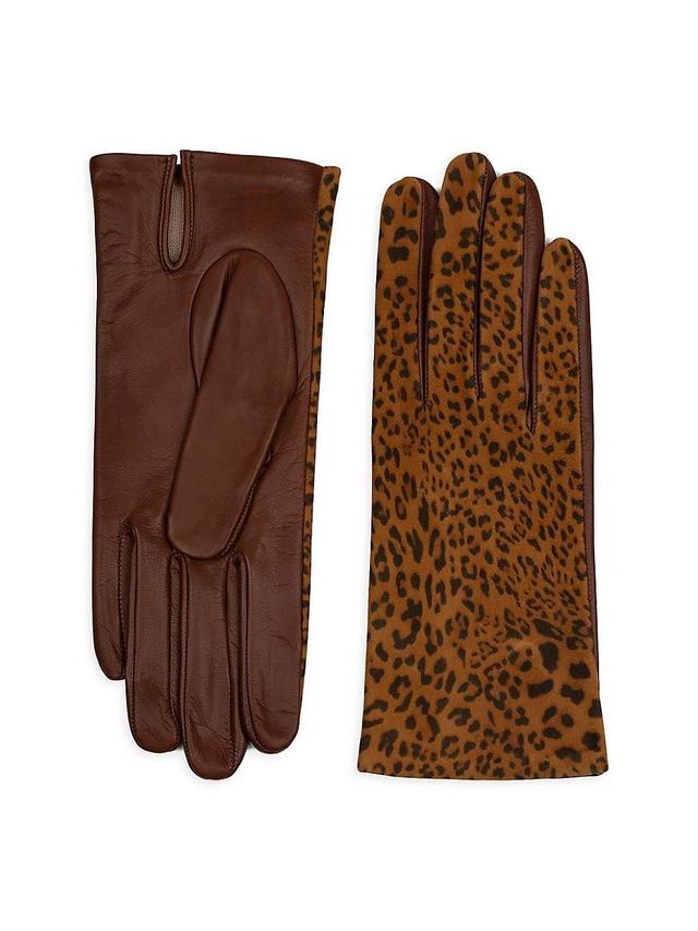 Womens Talian Leopard Suede Gloves Product Image