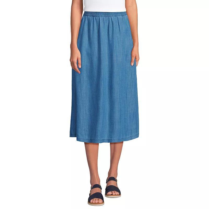 Womens Lands End Flowy Midi Skirt Washed Green Product Image