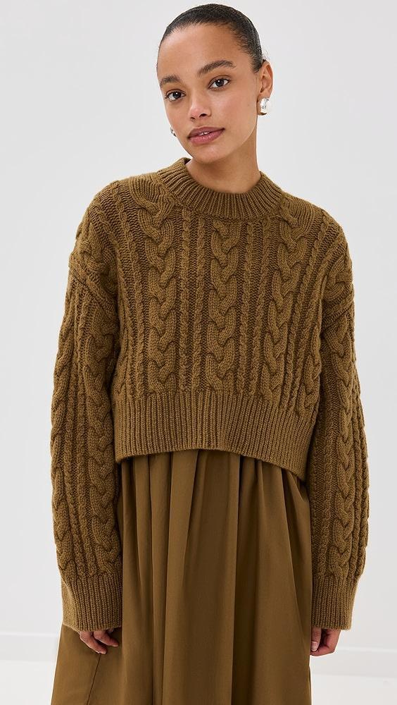 Cecilie Bahnsen Vibeke Jumper Fisherman Knit Light Brown Sweater | Shopbop Product Image