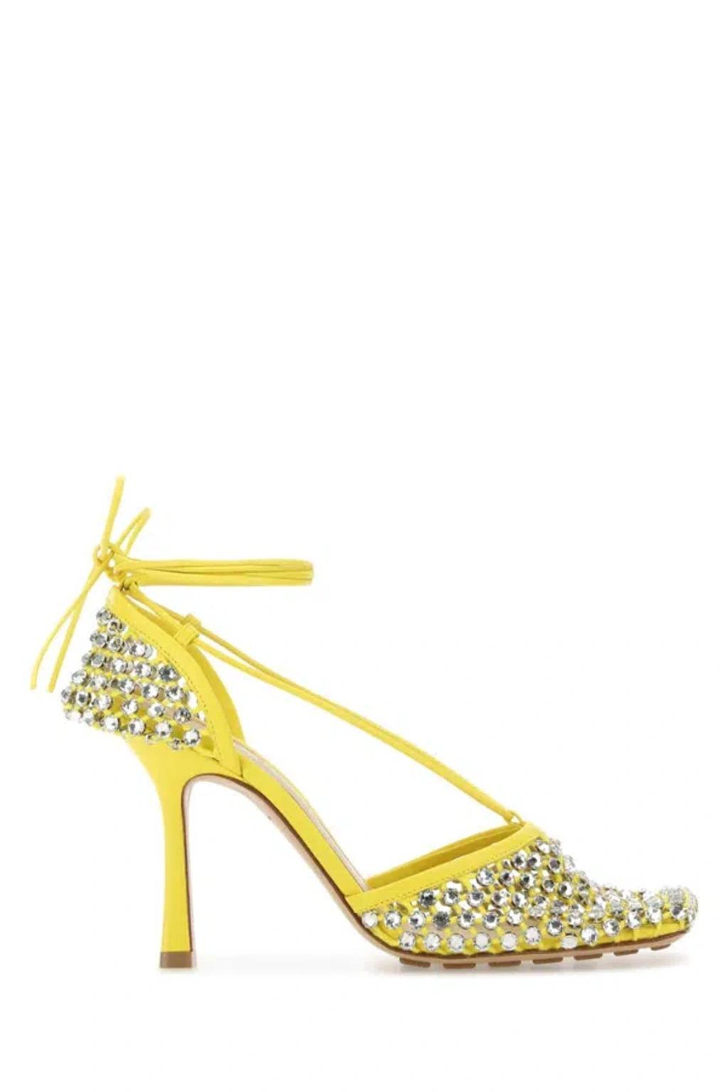 Bottega Veneta Stretch Lace Up Sandal Yellow. (also in 36.5, 37, 37.5, 38, 38.5, 39.5, 40). Product Image