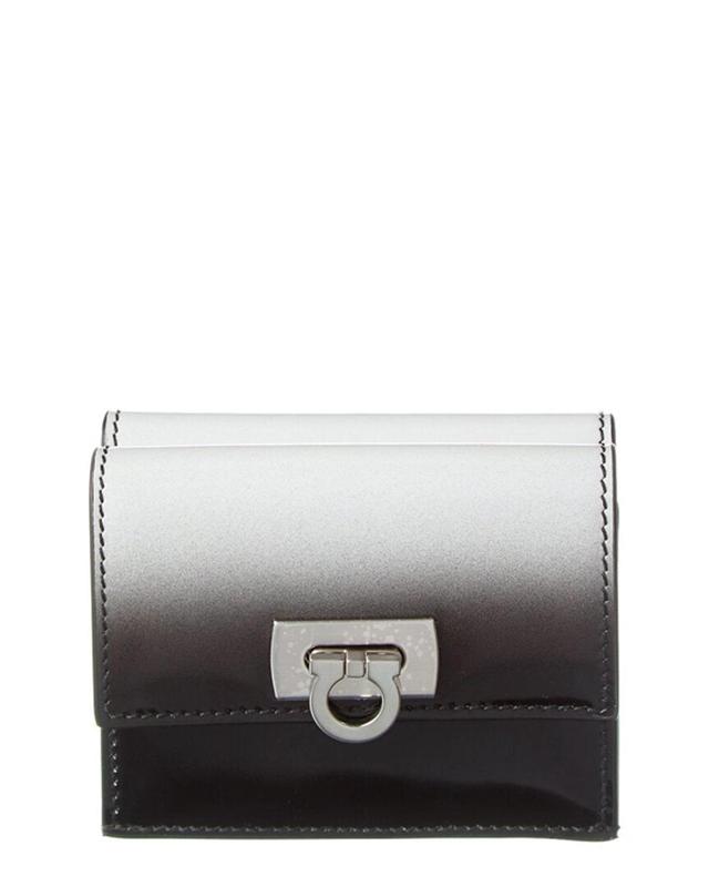 Gancini Clasp Leather Card Case Wallet In White Product Image