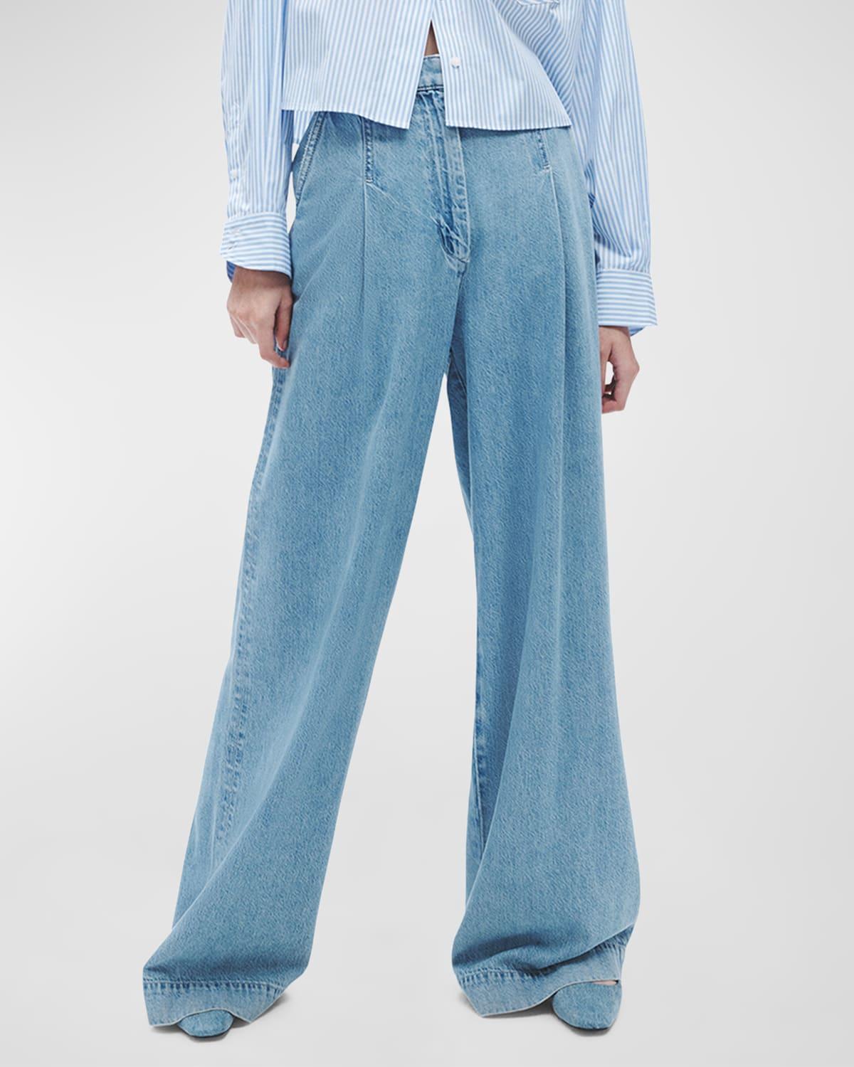 rag & bone Featherweight Abigail Pleated High Rise Wide Leg Jeans in Billie Product Image