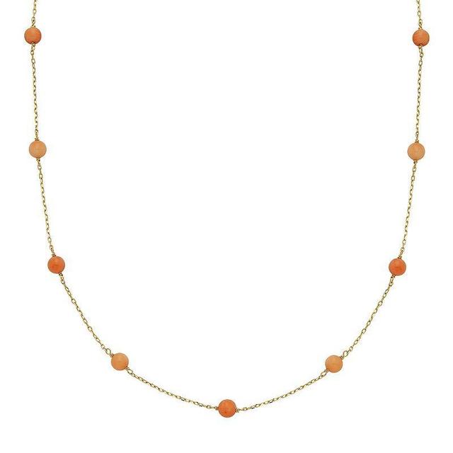 14k Gold Coral Station Necklace, Womens Pink Product Image