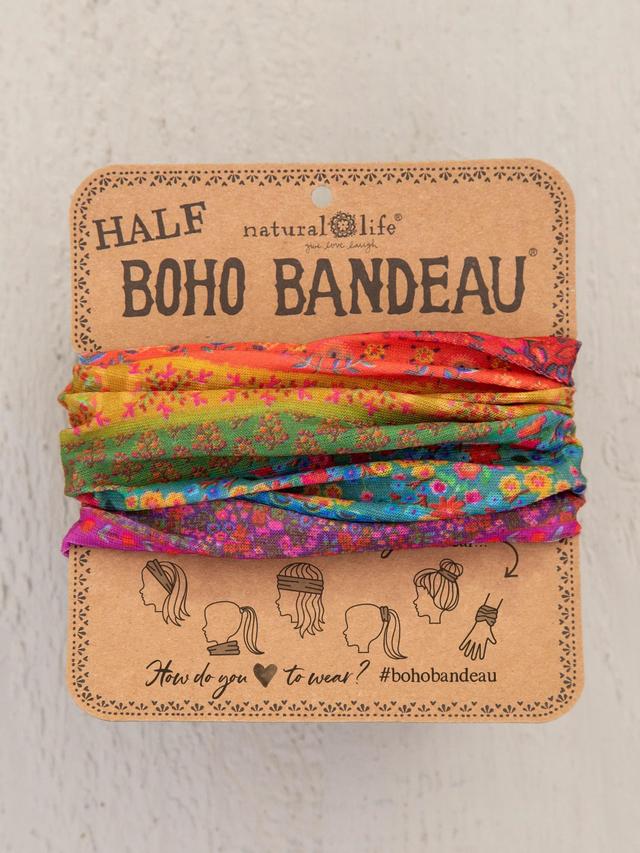 Half Boho Bandeau® Headband - Rainbow Border Product Image