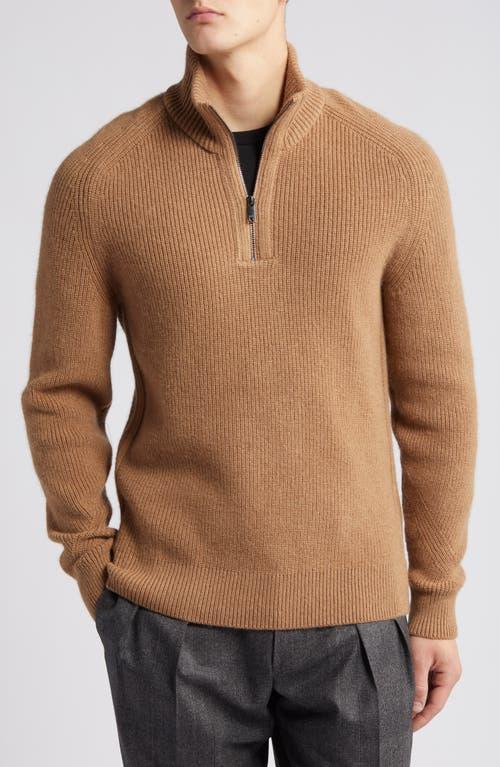 BOSS Camel Manto Quarter Zip Camel Hair Sweater Product Image