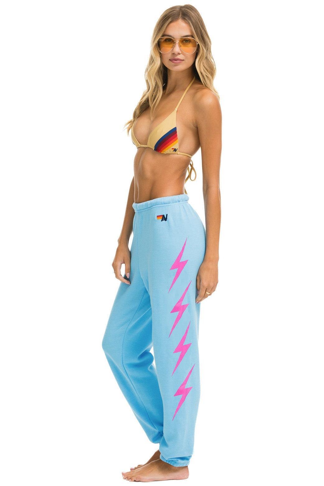 BOLT 4 SWEATPANTS - SKY // NEON PINK Female Product Image