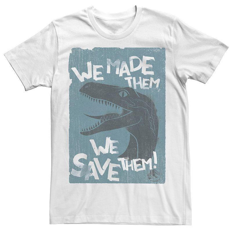 Mens Jurassic World 2 We Made Them, We Save Them! Tee Light Blue Product Image