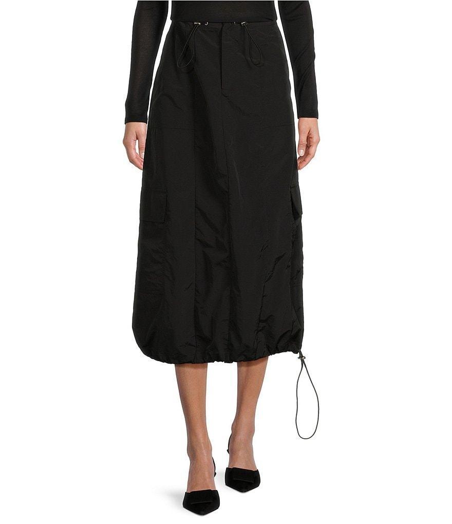 Gianni Bini Leona High Rise Drawstring Tie Cargo Parachute Midi Skirt Product Image