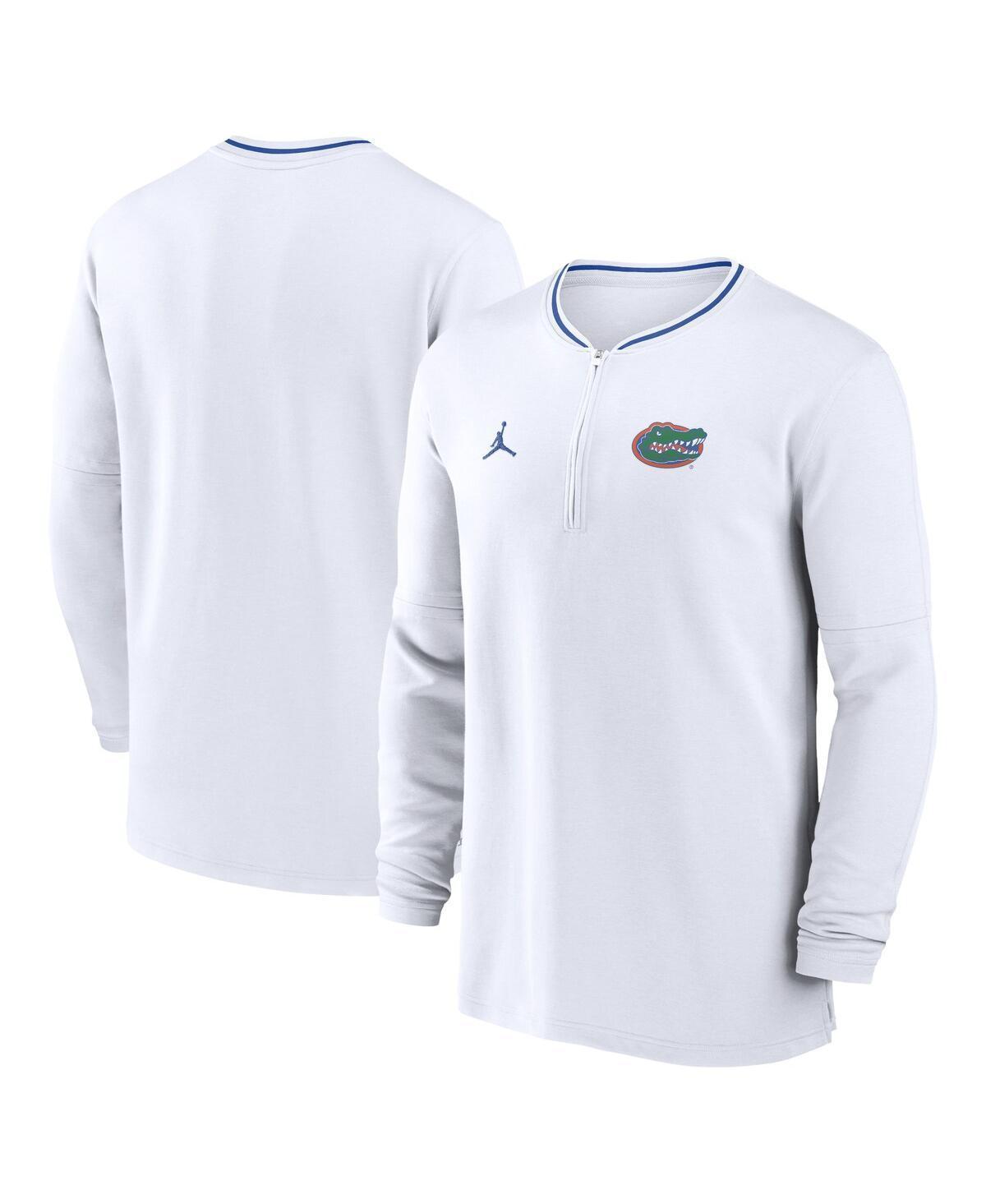 Jordan Mens White Florida Gators 2024 Sideline Coach Performance Half-Zip Long Sleeve Top - White Product Image