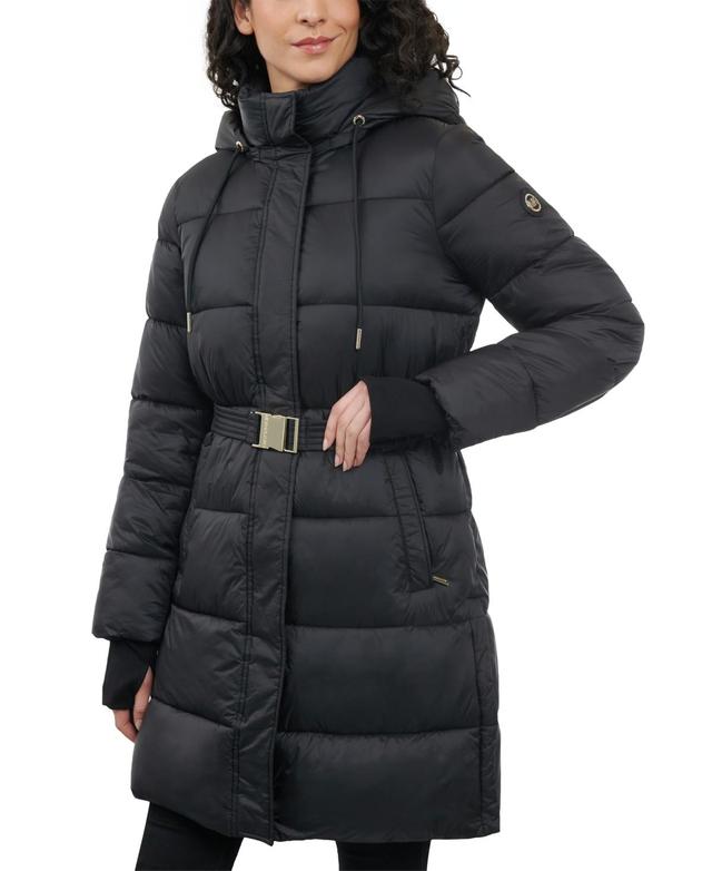 Michael Michael Kors Womens Hooded Belted Puffer Coat Product Image